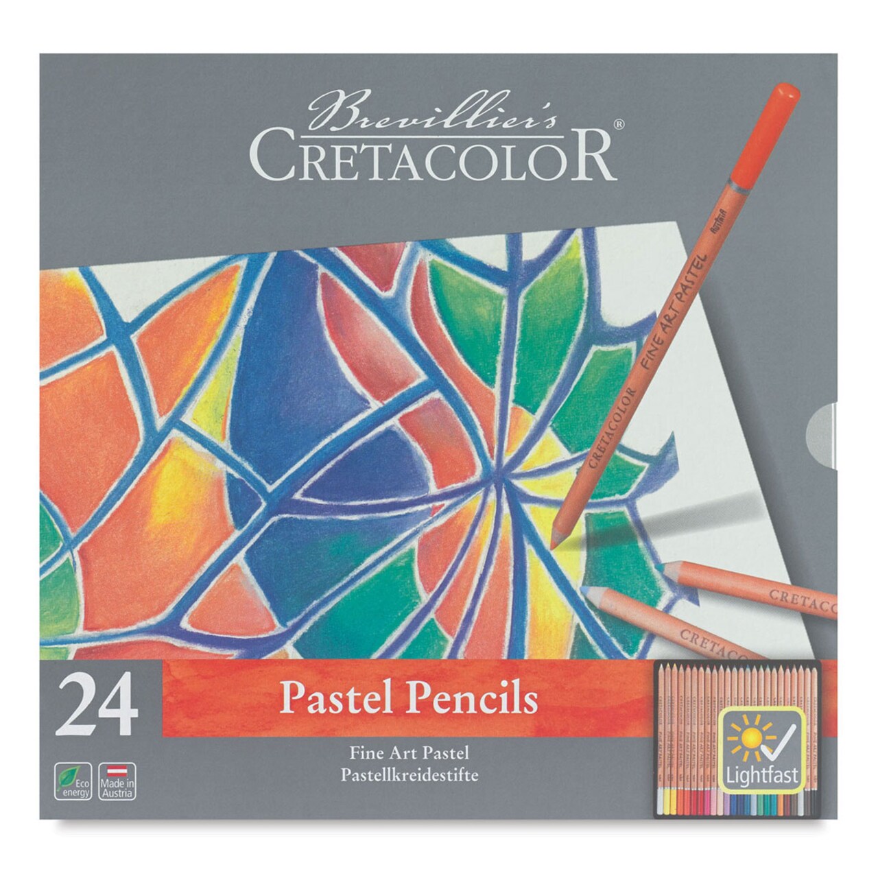 Cretacolor Fine Art Pastel Pencil Set - Set of 24, Tin Box, Assorted Colors